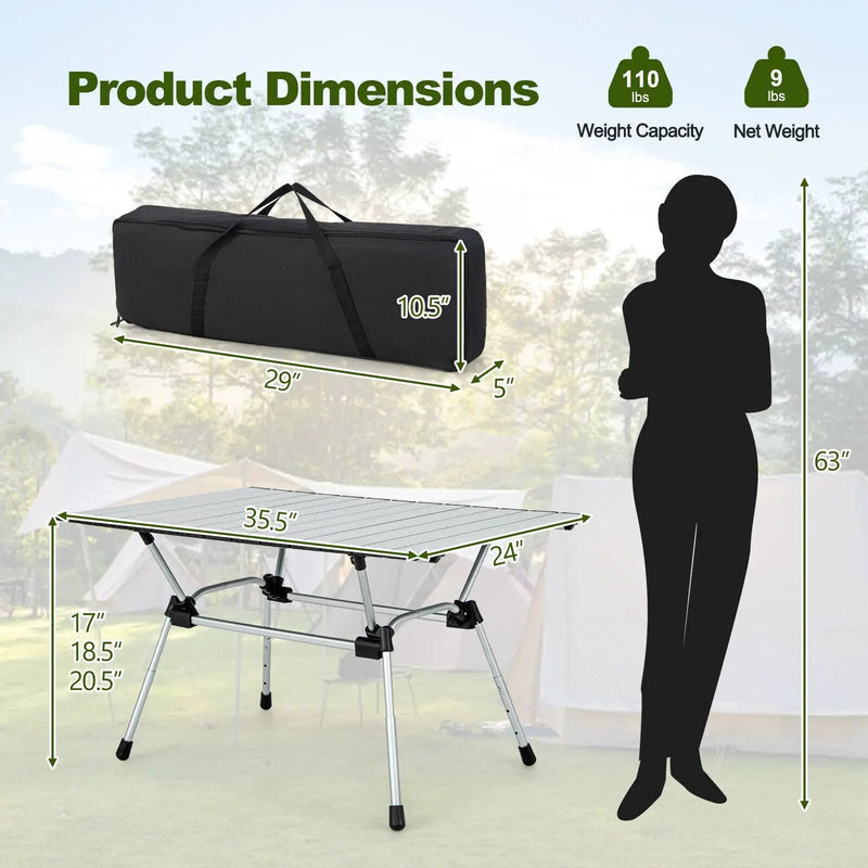 Folding Heavy-Duty Aluminum Camping Table with Carrying Bag by DirectDeals