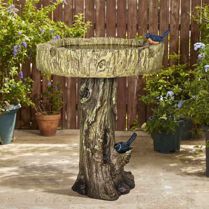 Concrete Tree Trunk Bird Bath Deep Bark 24 Inch, photo 2 of 10