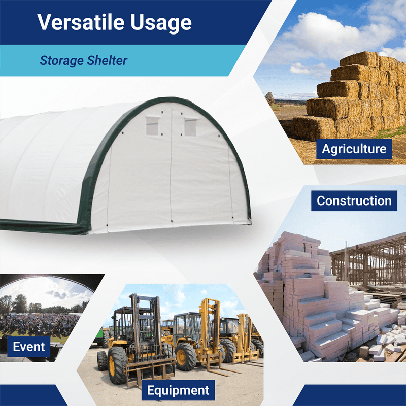 W20'xL30'xH12' Single Truss Storage Shelter, Reinforced Series by Chery Industrial