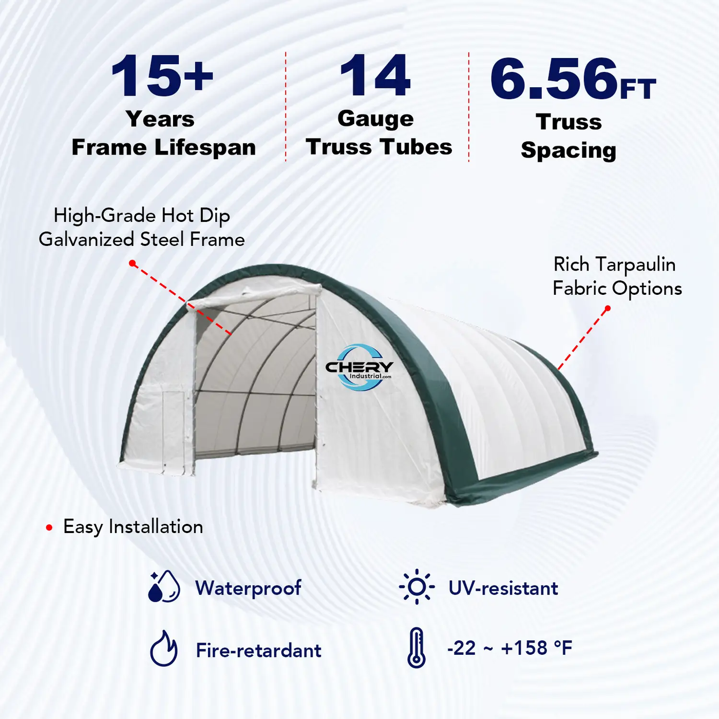 W30'xL65'xH15' Single Truss Arch Storage Shelter by Chery Industrial