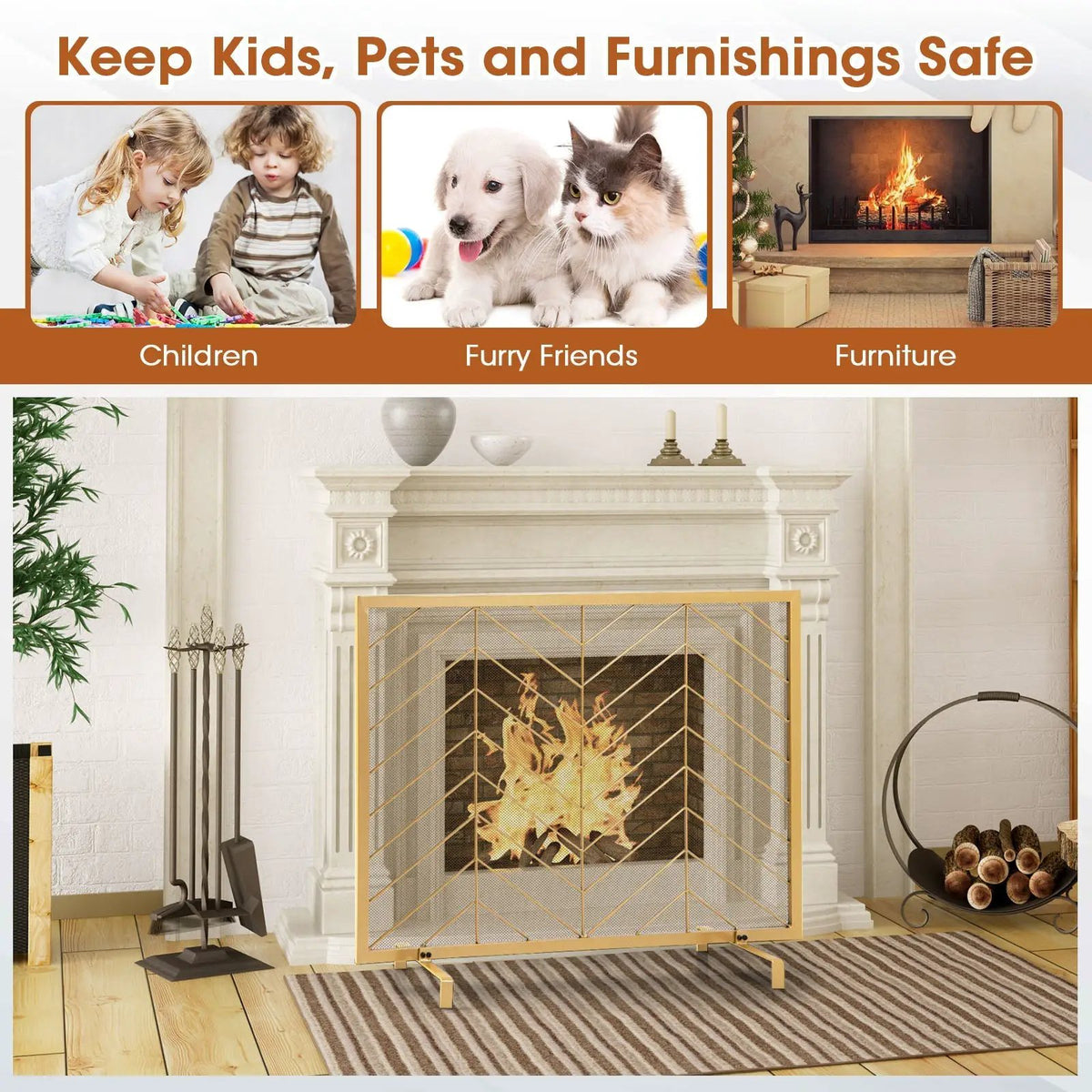 38 x 31 Inch Single Panel Fireplace Screen, photo 15 of 16