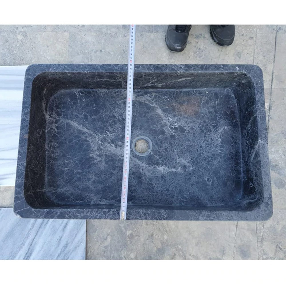 Natural Stone Sirius Black Marble Farmhouse Sink Polished (W)16" (L)24" (H)6" by GobekDesign