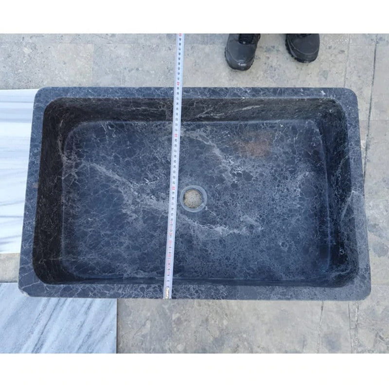 Natural Stone Sirius Black Marble Farmhouse Sink Polished (W)16" (L)24" (H)6" by GobekDesign