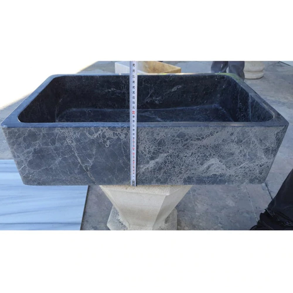 Natural Stone Sirius Black Marble Farmhouse Sink Polished (W)16" (L)24" (H)6" by GobekDesign