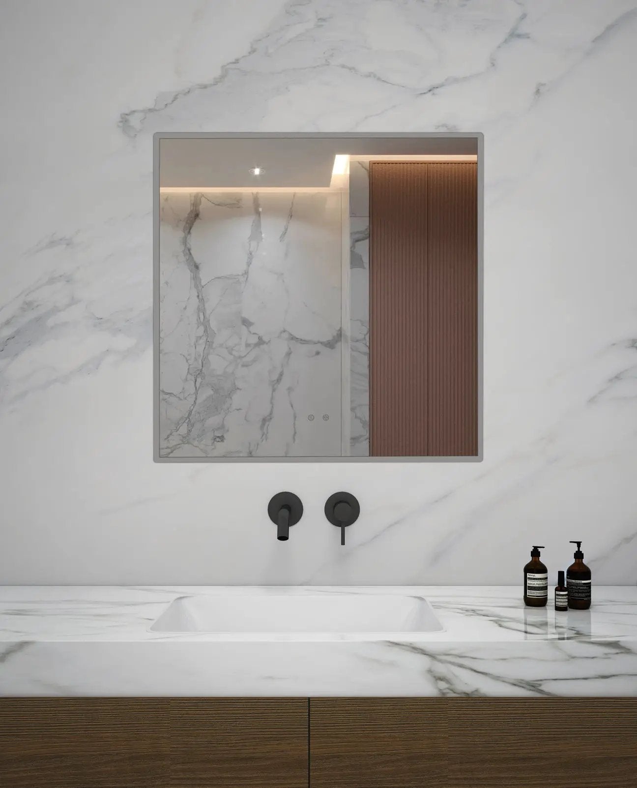 Zeek 36"x36" Backlit LED Square Bathroom Wall Mirror MA3636 by ZEEK