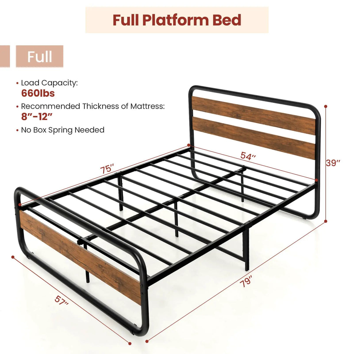 Arc Platform Bed with Headboard and Footboard-Full Size, photo 4 of 9