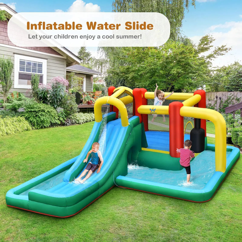 Inflatable Water Slide with Splash Pool Water Park and 680W Blower by DirectDeals