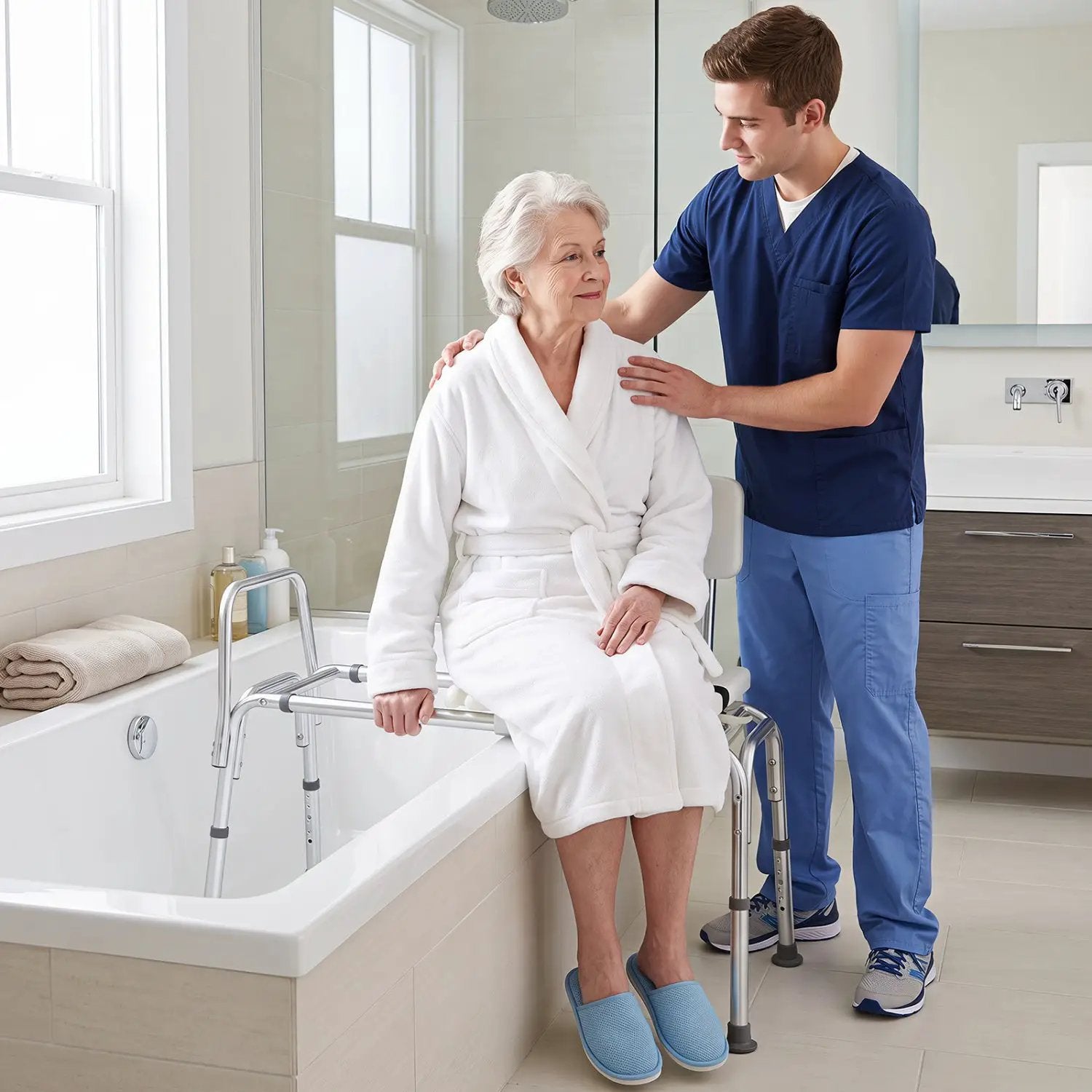 Sliding Transfer Bench with Adjustable Height for Bathtub by DirectDeals