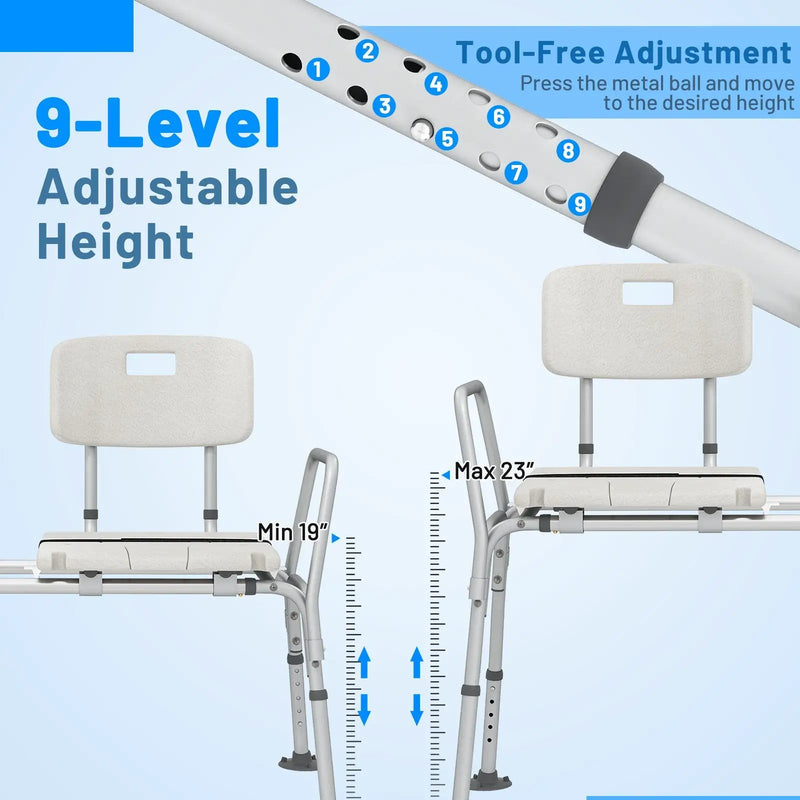 Sliding Tub Transfer Bench with Extra-Wide Seat for Elderly and Disabled by DirectDeals