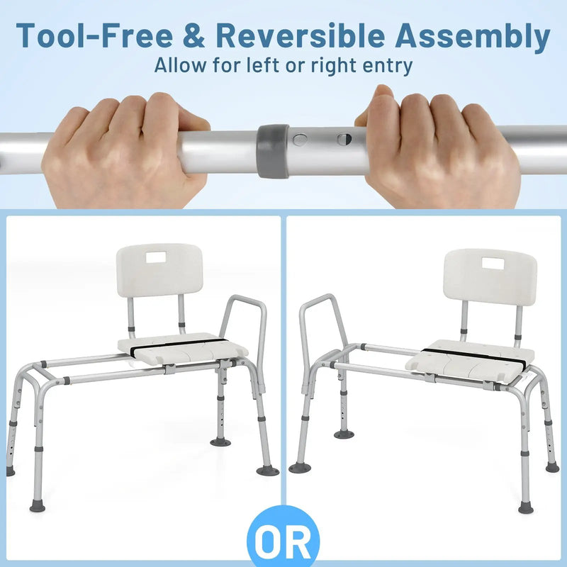 Sliding Tub Transfer Bench with Extra-Wide Seat for Elderly and Disabled by DirectDeals