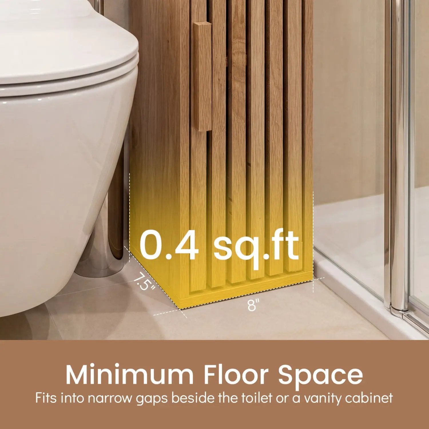 Slim Bathroom Cabinets Freestanding Toilet Paper Holder Stand with Door by DirectDeals