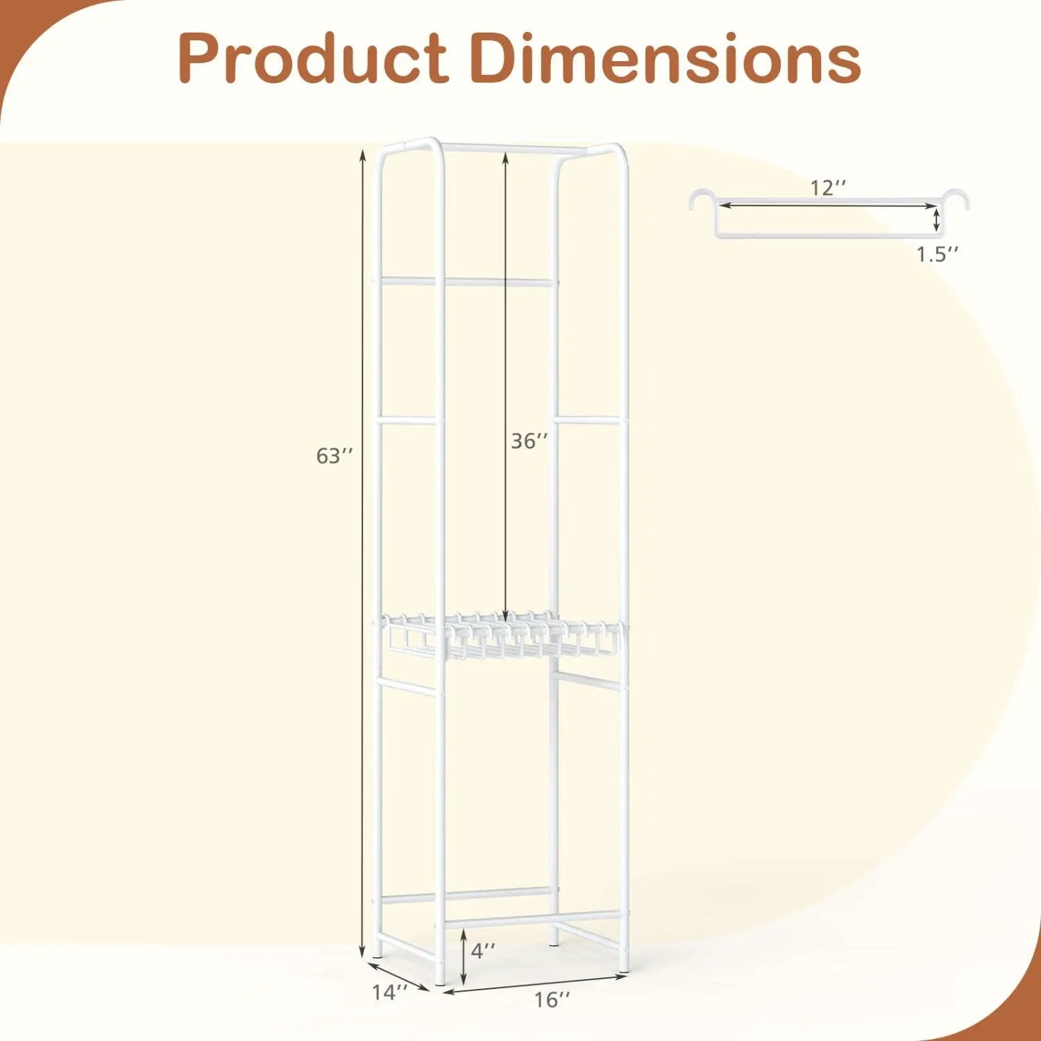 Slim Coat Rack Freestanding Garment Organizer with 8 Hanging Rods by DirectDeals