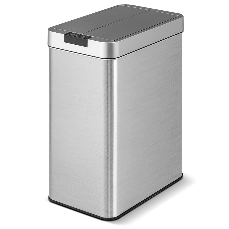 13.2 Gal Slim Kitchen Trash Can with Wing Lids and Stainless Steel Frame by DirectDeals
