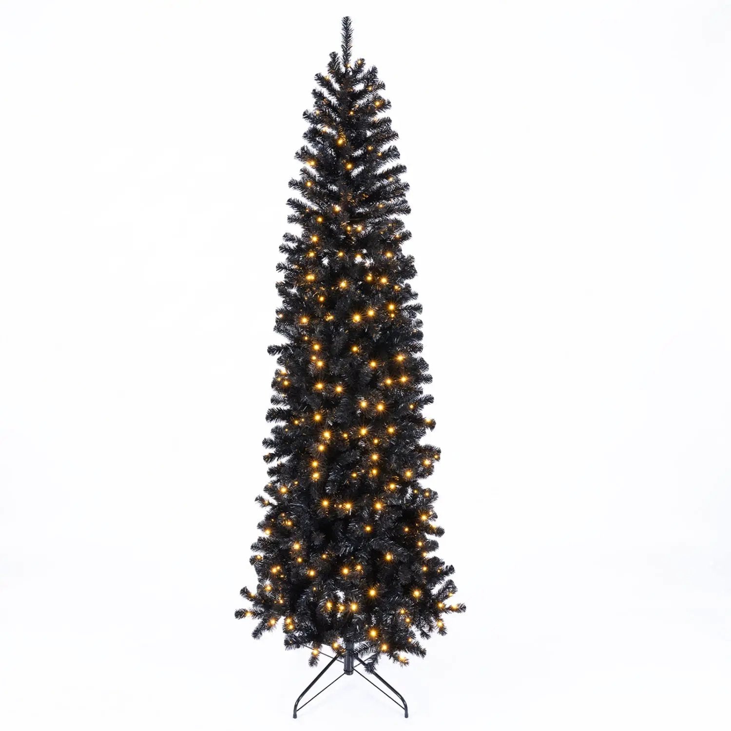 7-8 FT Slim Black Pencil Christmas Tree with LED Lights by DirectDeals