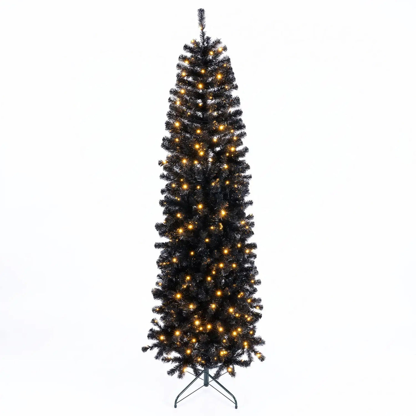 7-8 FT Slim Black Pencil Christmas Tree with LED Lights by DirectDeals