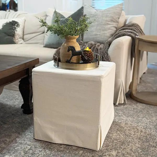 Deluxe Slipcover Upholstered Ottoman by Decor Steals