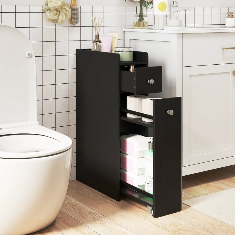 Small Bathroom Storage Cabinet 4-Tier with Slide Out Drawers on Casters by DirectDeals