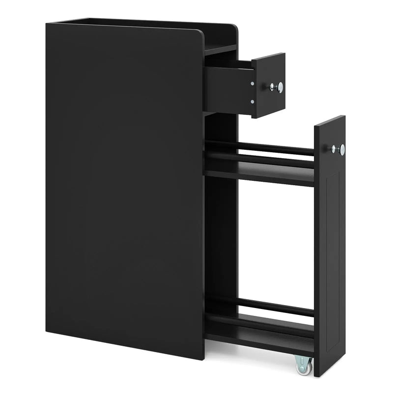 Small Bathroom Storage Cabinet 4-Tier with Slide Out Drawers on Casters by DirectDeals