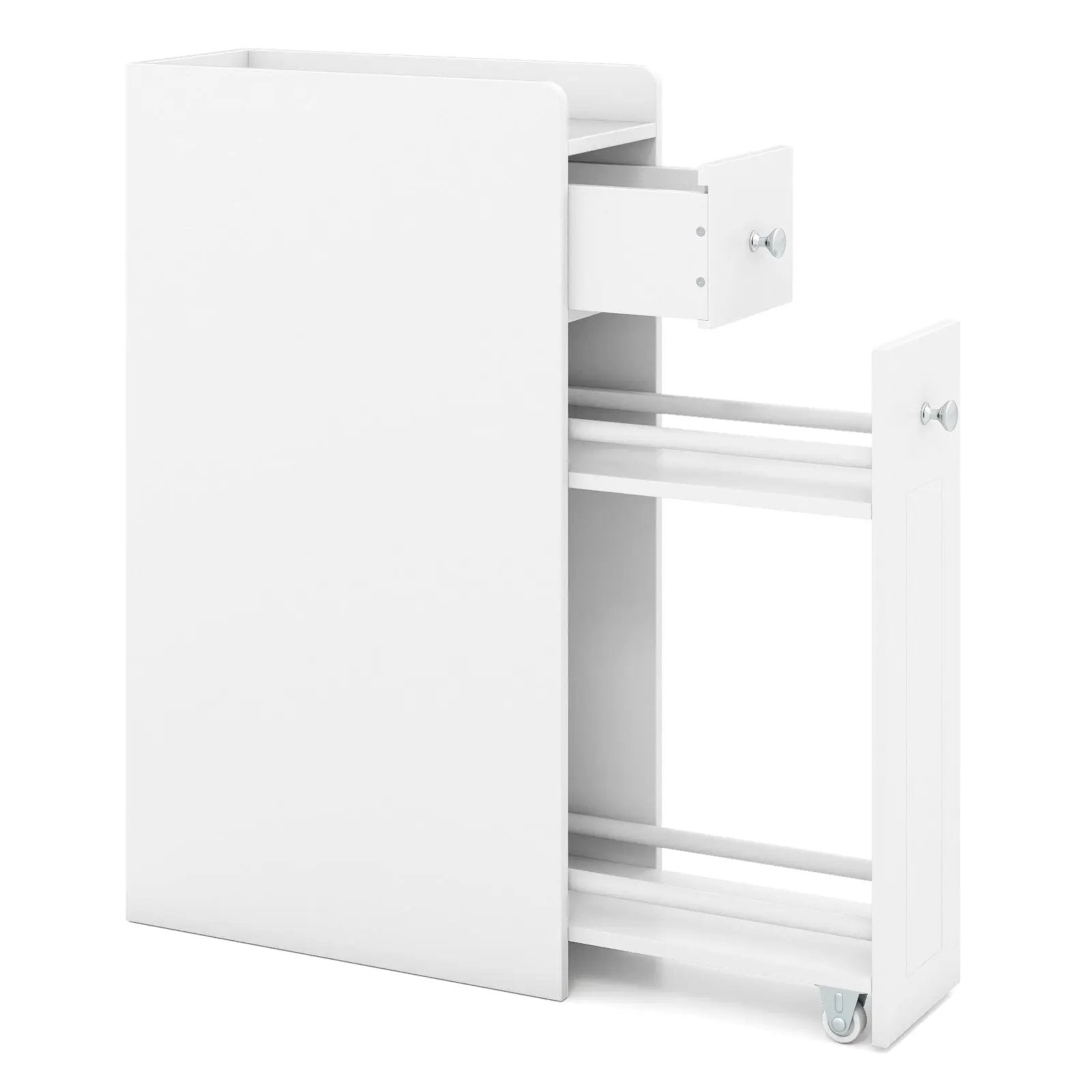 Small Bathroom Storage Cabinet 4-Tier with Slide Out Drawers on Casters by DirectDeals