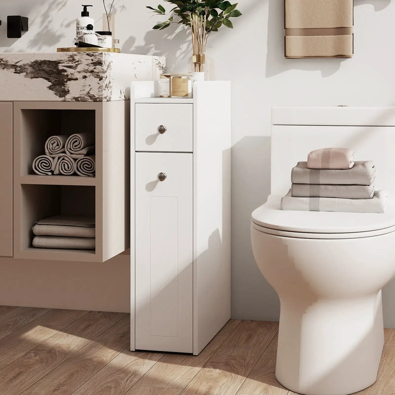 Small Bathroom Storage Cabinet 4-Tier with Slide Out Drawers on Casters by DirectDeals