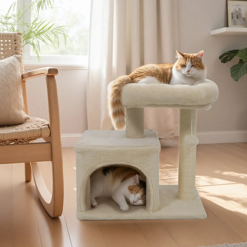 Small Cat Tree with Large Padded Plush Perch for Indoor Cats by DirectDeals