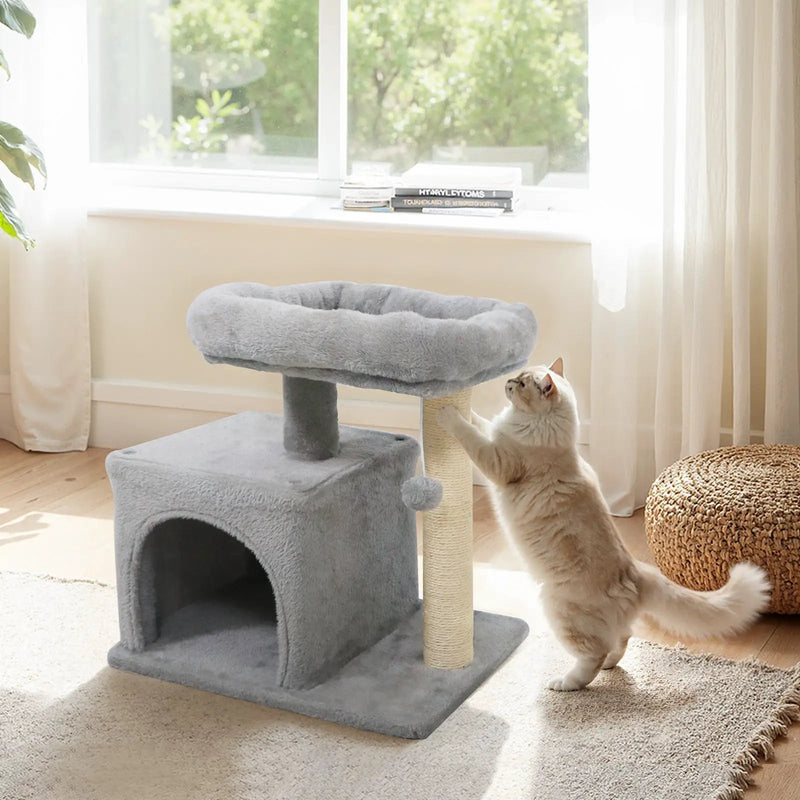 Small Cat Tree with Large Padded Plush Perch for Indoor Cats by DirectDeals