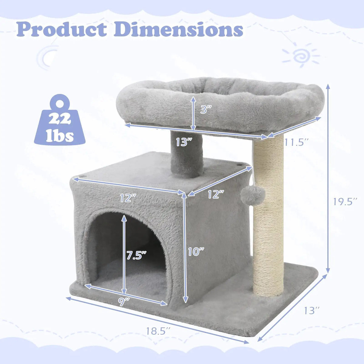 Small Cat Tree with Large Padded Plush Perch for Indoor Cats, photo 13 of 24