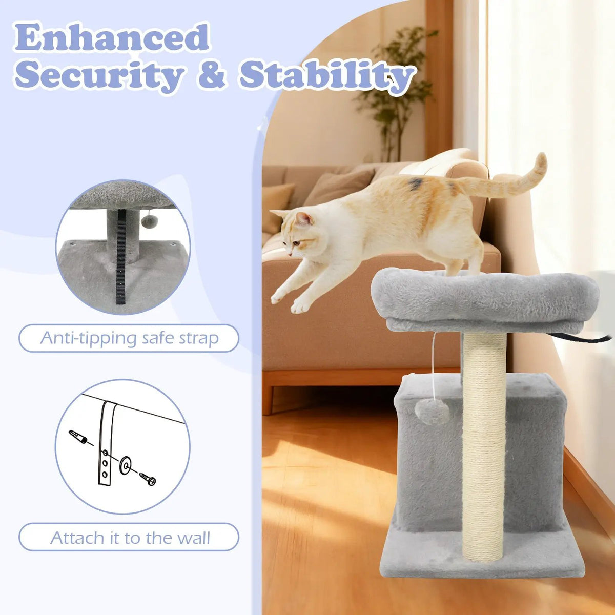 Small Cat Tree with Large Padded Plush Perch for Indoor Cats, photo 21 of 24