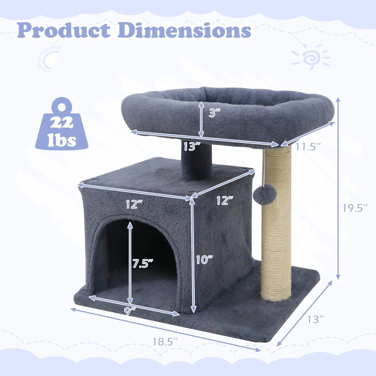 Small Cat Tree with Large Padded Plush Perch for Indoor Cats, photo 14 of 24