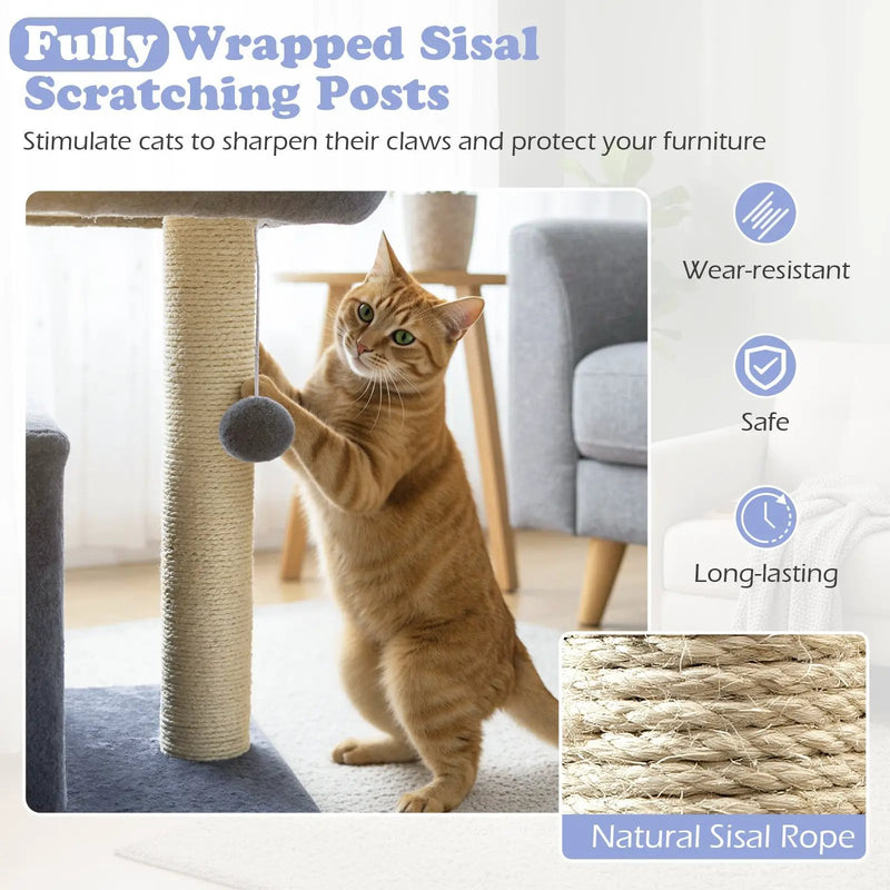 Small Cat Tree with Large Padded Plush Perch for Indoor Cats by DirectDeals