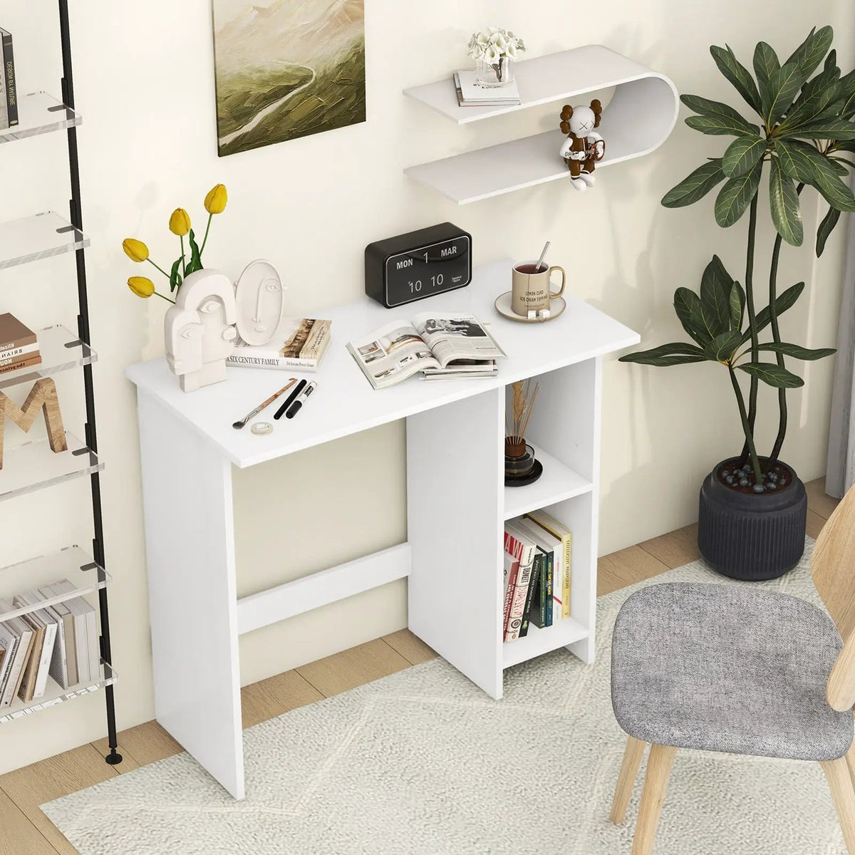Small Computer Desk with Storage and Adjustable Shelf, photo 2 of 9