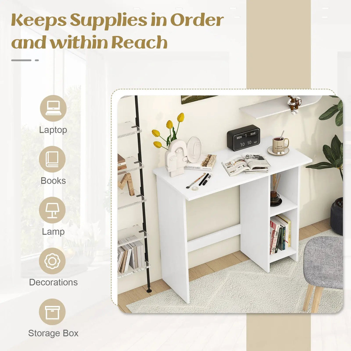 Small Computer Desk with Storage and Adjustable Shelf, photo 8 of 9