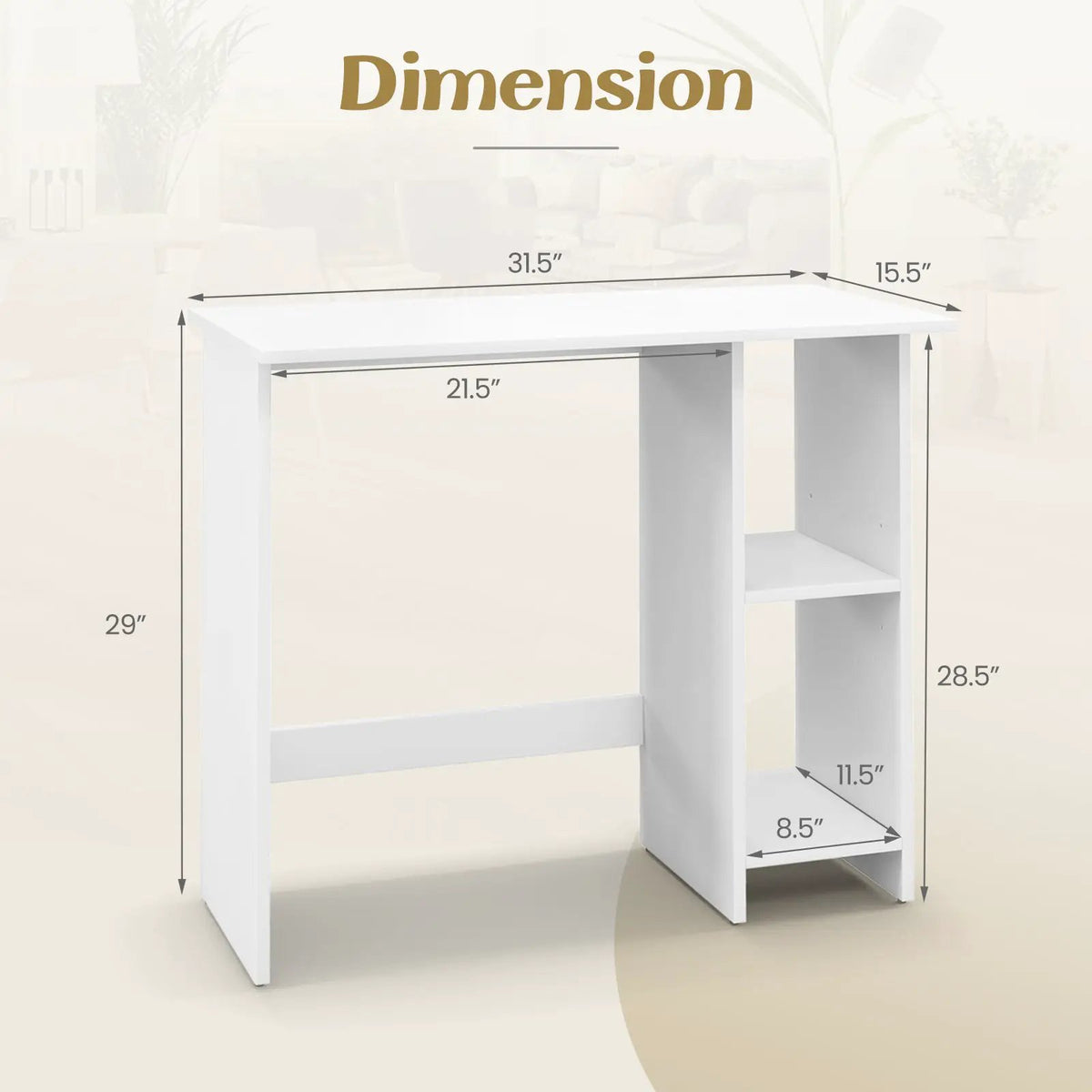Small Computer Desk with Storage and Adjustable Shelf, photo 5 of 9