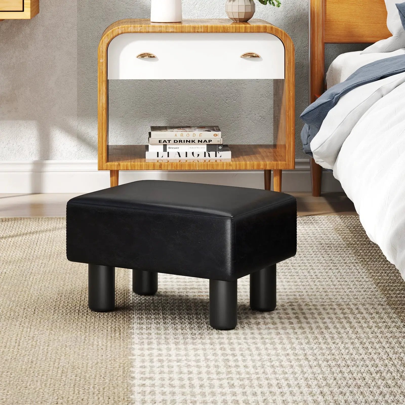 Small PU Leather Rectangular Seat Ottoman Footstool by DirectDeals