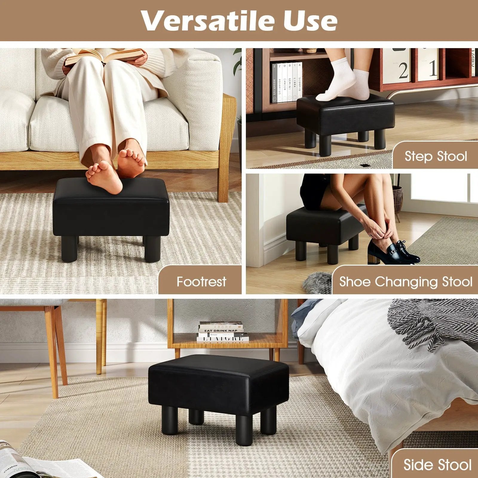 Small PU Leather Rectangular Seat Ottoman Footstool by DirectDeals