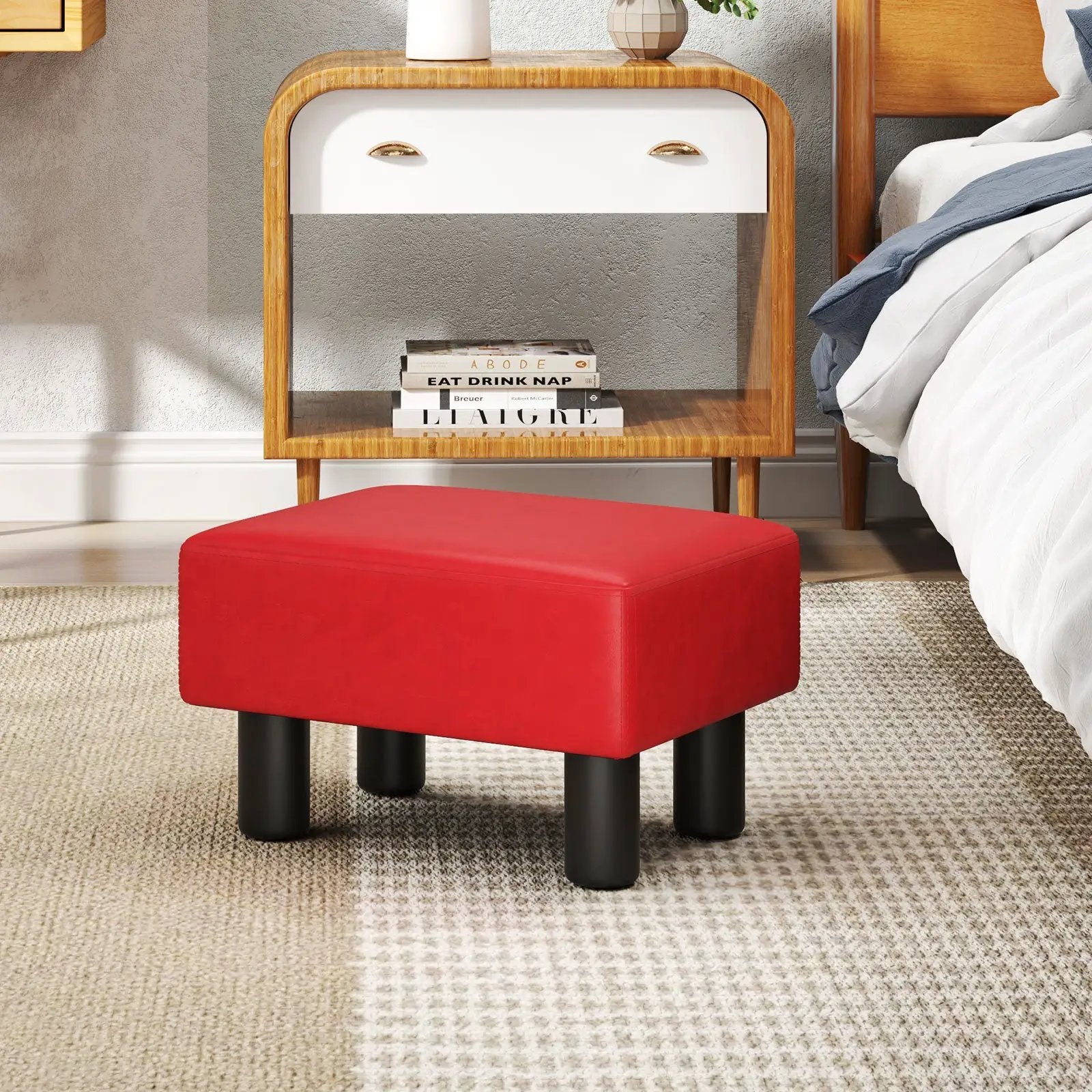 Small PU Leather Rectangular Seat Ottoman Footstool by DirectDeals