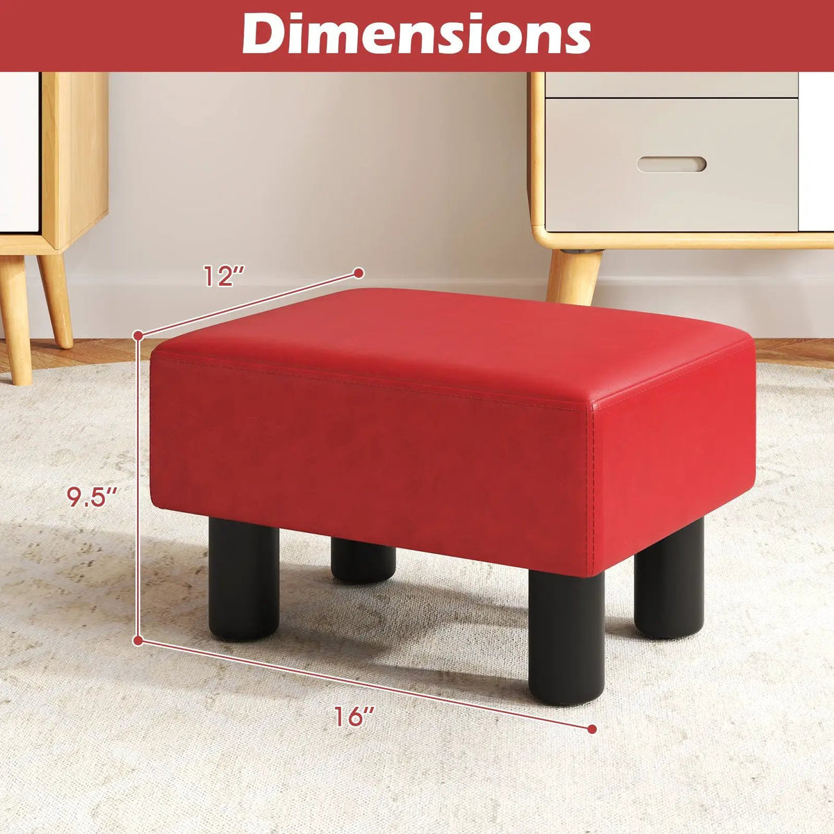 Small PU Leather Rectangular Seat Ottoman Footstool, photo 13 of 24