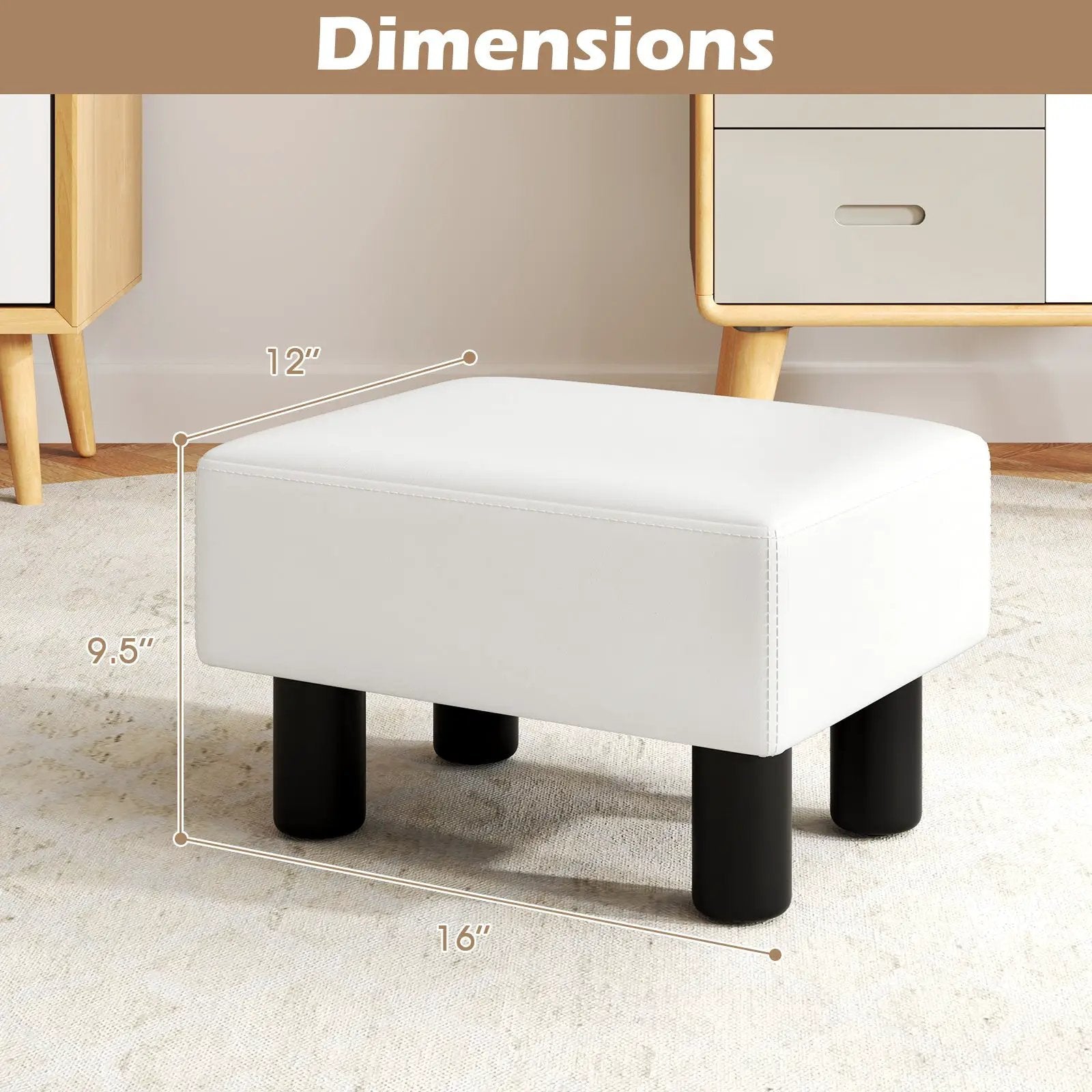 Small PU Leather Rectangular Seat Ottoman Footstool by DirectDeals