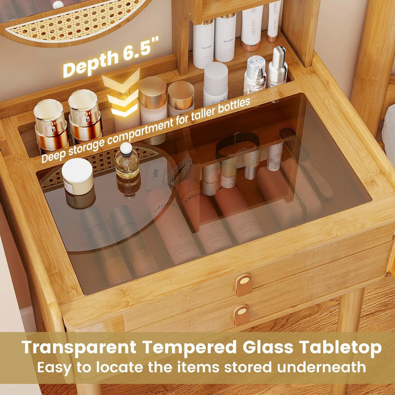 Small Vanity Desk and Stool Set with Mirror and 2 Drawers by DirectDeals