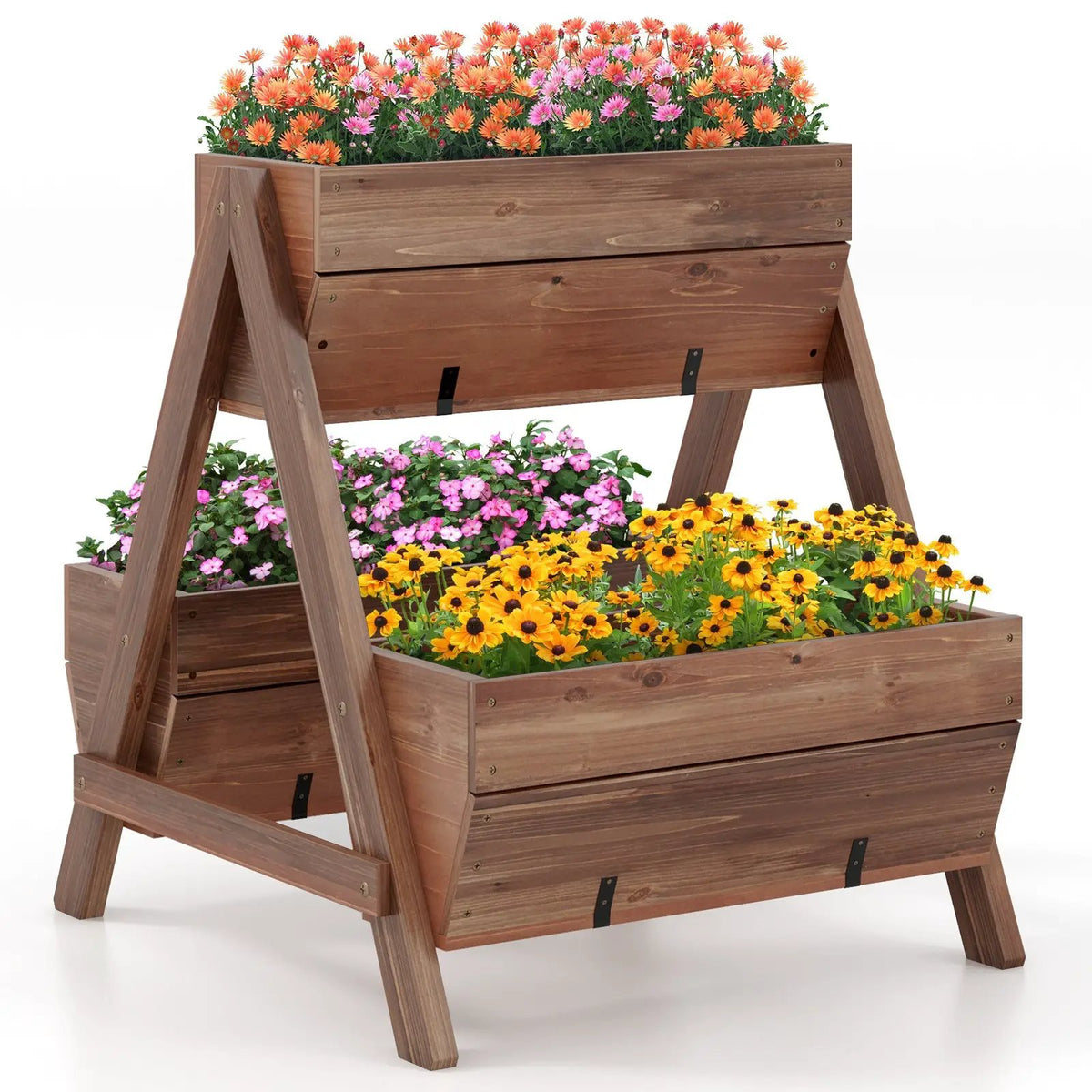 Vertical Raised Garden bed with 3 Wooden Planter Boxes, photo 3 of 7
