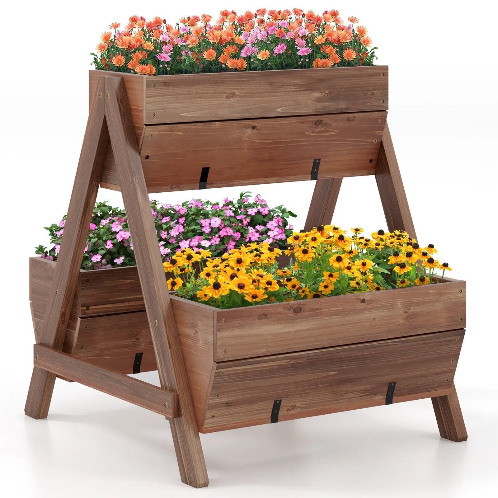 Vertical Raised Garden bed with 3 Wooden Planter Boxes by DirectDeals