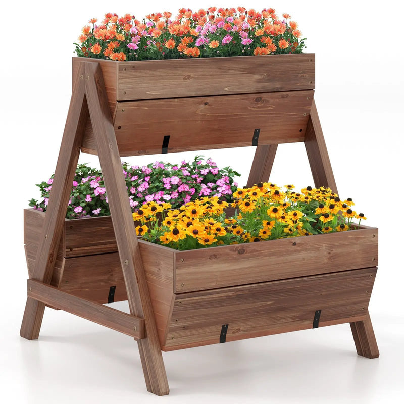 Vertical Raised Garden bed with 3 Wooden Planter Boxes by DirectDeals