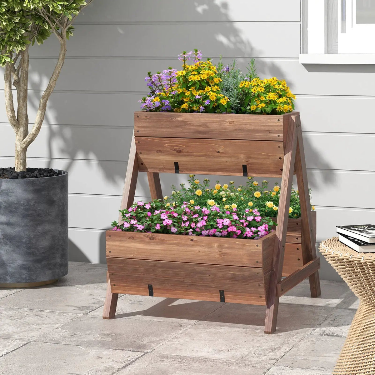 Vertical Raised Garden bed with 3 Wooden Planter Boxes, photo 5 of 7
