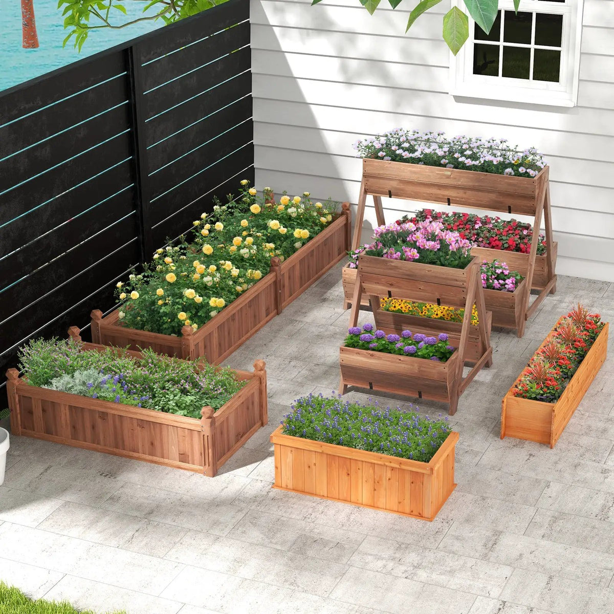 Vertical Raised Garden bed with 3 Wooden Planter Boxes, photo 6 of 7