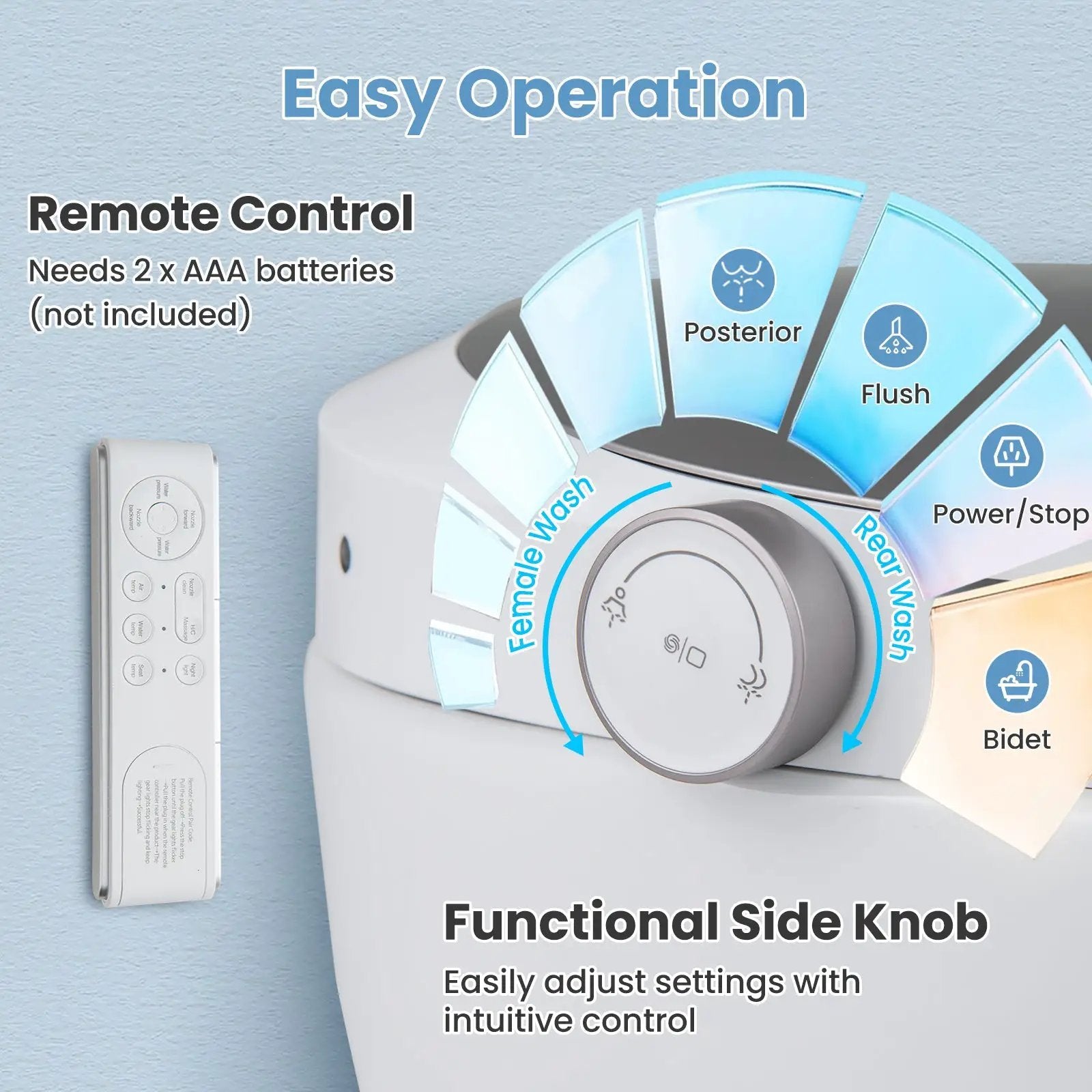 One-Piece Smart 1.16 GPF Elongated Bidet Toilet Seat with Night Light-White by DirectDeals