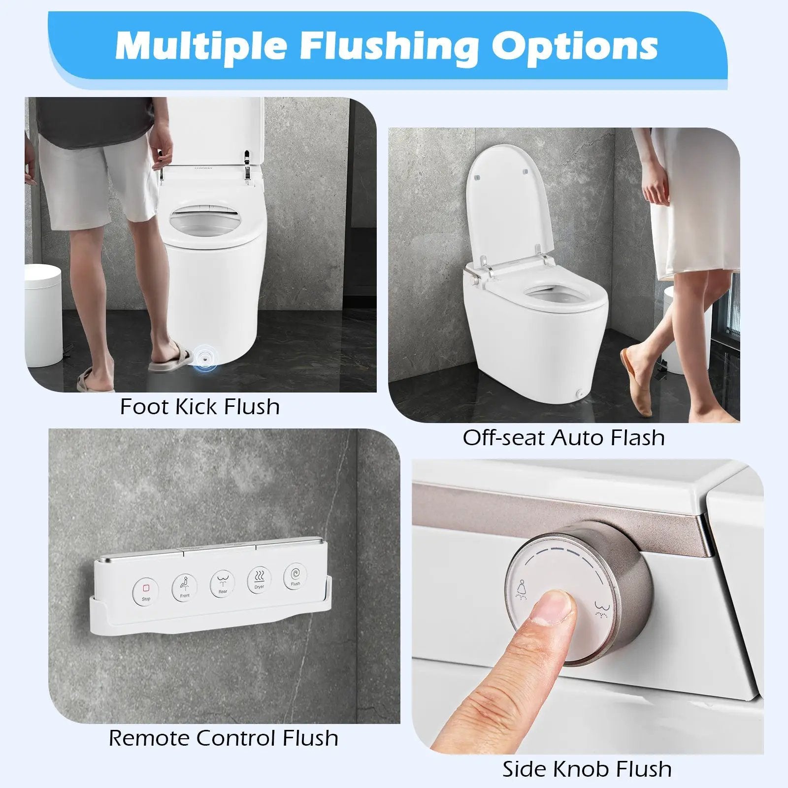 Elongated Smart Bidet Toilet Heated Seat Sensor Auto-White by DirectDeals