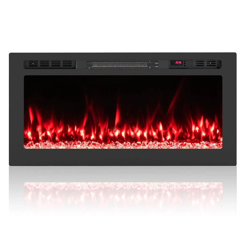 Smart WiFi Electric Fireplace Wall Mounted & Recessed 750W/1500W Heater by DirectDeals