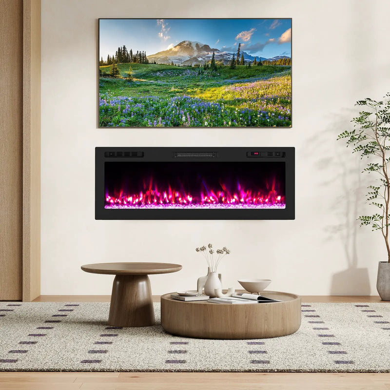 Smart WiFi Electric Fireplace Wall Mounted & Recessed 750W/1500W Heater by DirectDeals