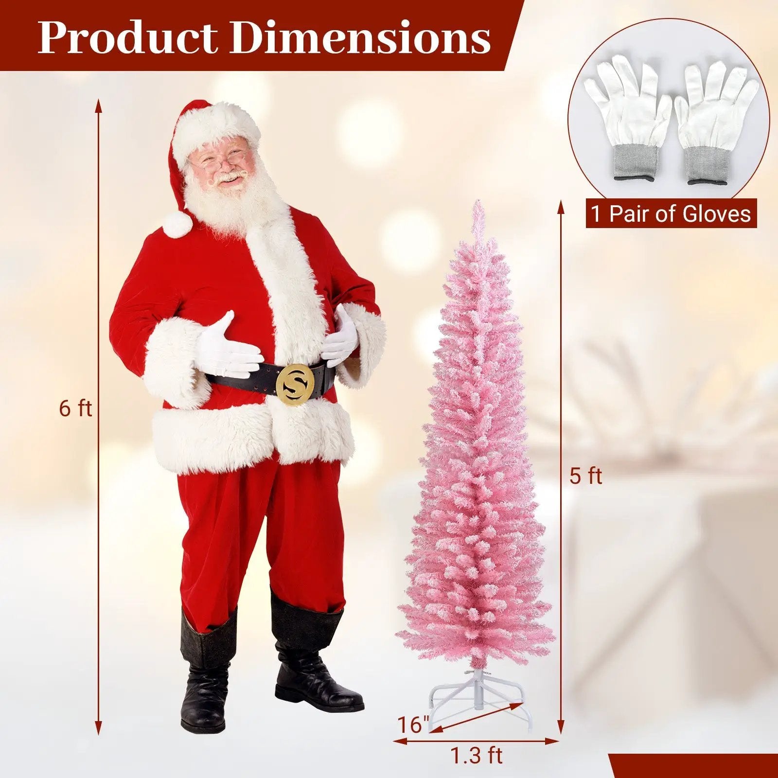 Snow Flocked 7 FT Artificial Pink Xmas Tree with 635 Branch Tips by DirectDeals