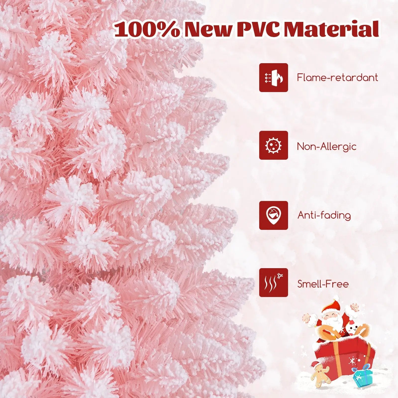 Snow Flocked 7 FT Artificial Pink Xmas Tree with 635 Branch Tips by DirectDeals